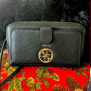 Black guess crossbody wallet